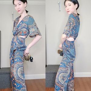 Zara Open Back Open Sides Sexy Print Jumpsuit S